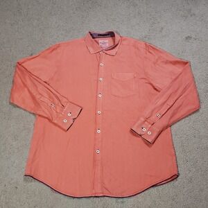 Tommy Bahama Crafted Island Modern Fit Shirt Men L Coral Tencel Resort Travel
